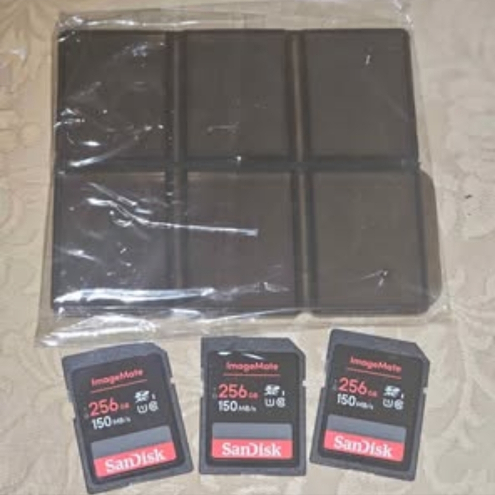 (3) Sandisk 256GB ImageMate SDXC UHS-1 Memory Cards with Case
